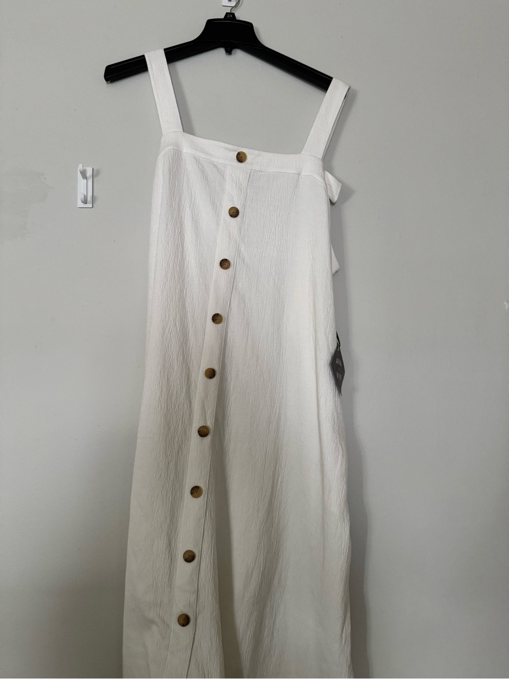 Ava & Viv White Midi Dress with Button Front